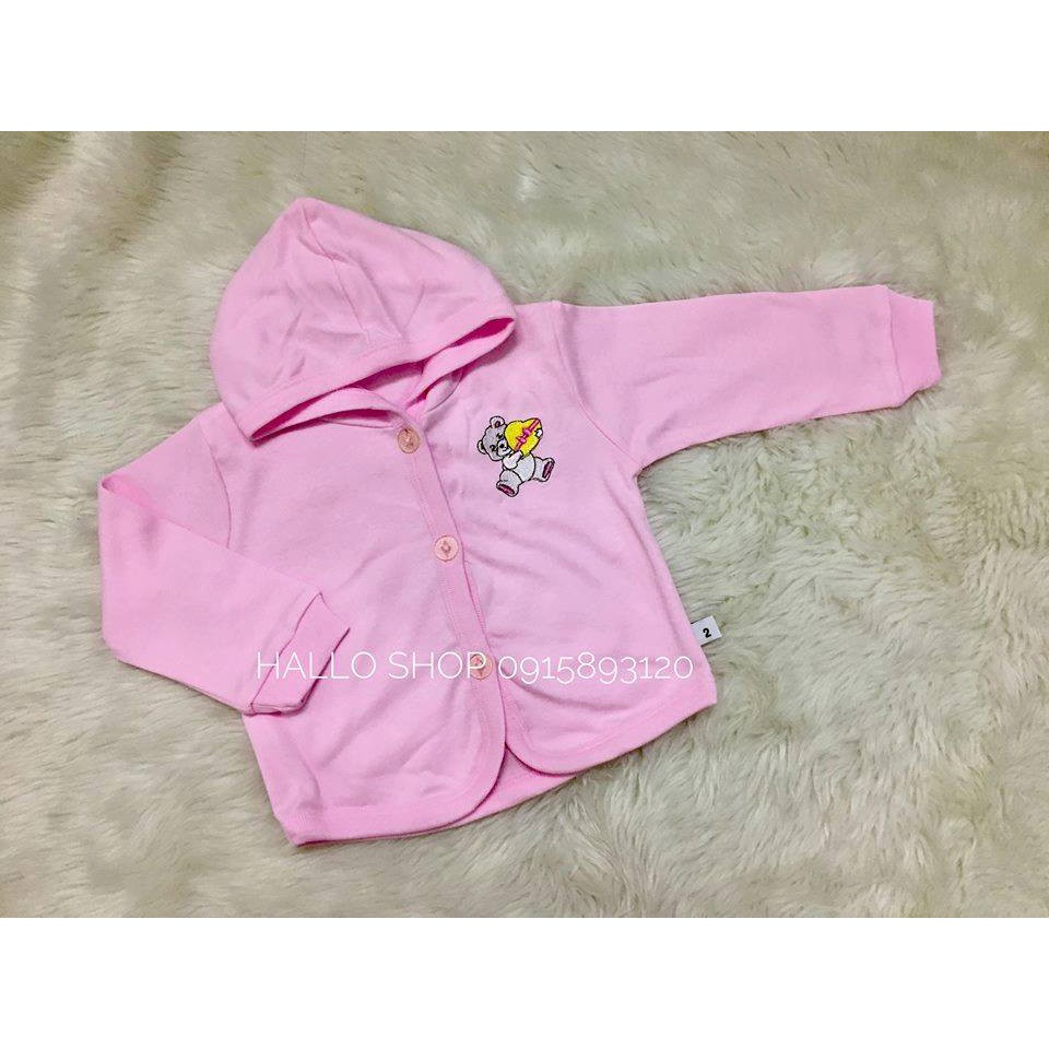 Áo Khoác cotton MÀU có NÓN Miatop cho bé sơ sinh đến 9kg