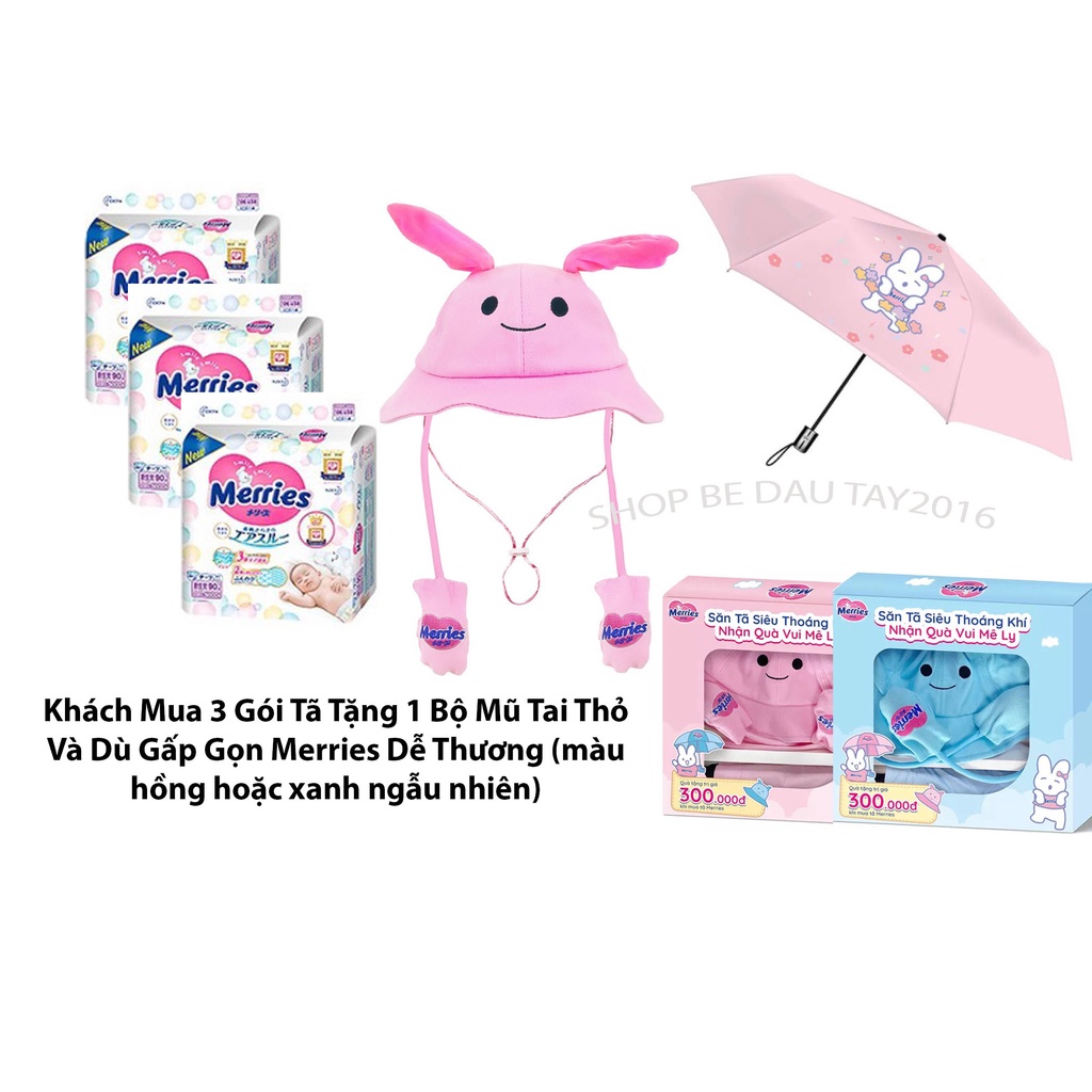 1 Gói Tã Dán/Quần Merries Nhật Nhập Khẩu Đủ Size NB90/S82/M64/L54/XL44/M58/L44/XL38/XXL26 (MUA 3 GÓI tặng 1 QUÀ)