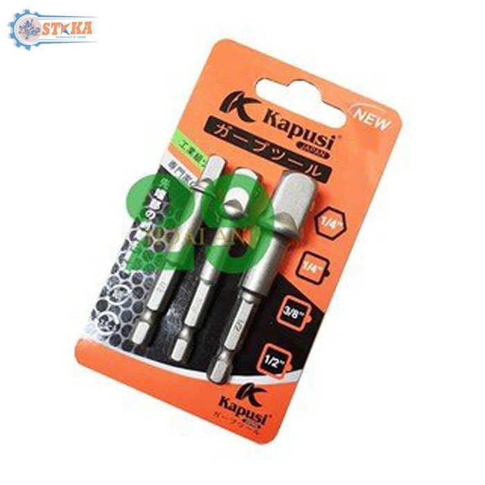 Bộ 3 Đầu Chuyển Vít Sang Bulong, Khẩu 1/2 - 1/4 - 3/8 inch Dành Cho Máy Khoan Bắn Vít Hãng Kapusi Nhật Bản