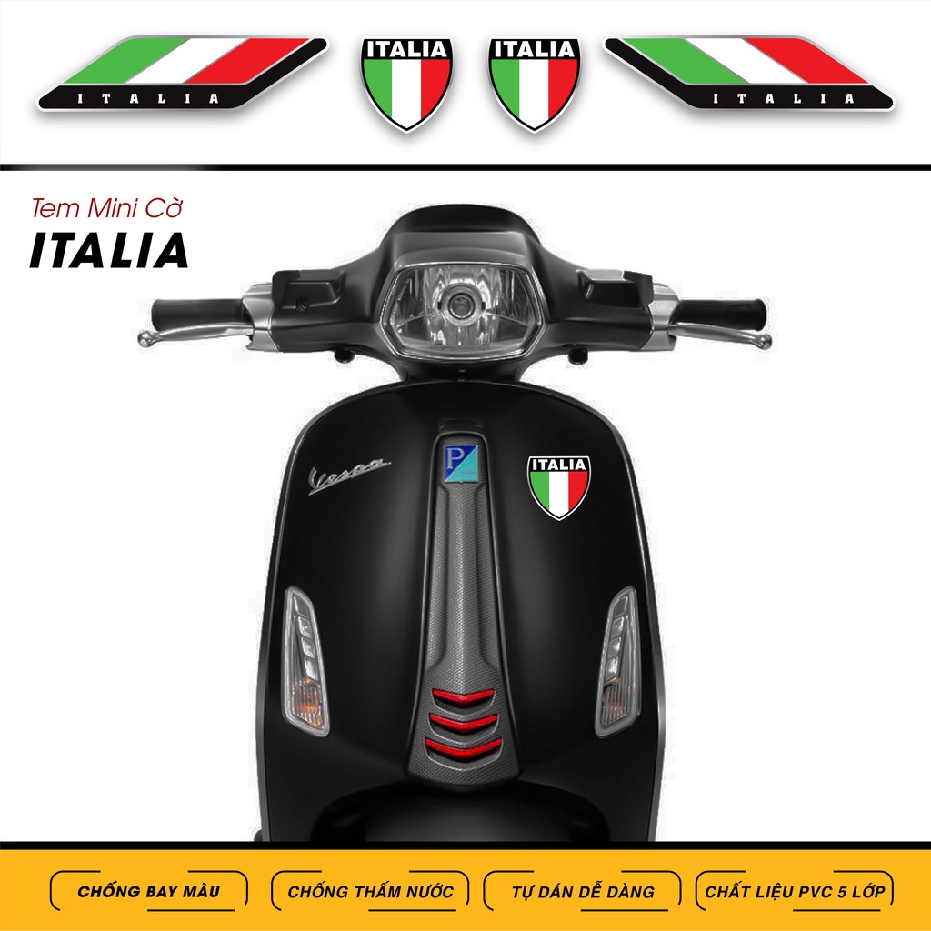 Tem Dán Logo Italia Dành Cho Xe Máy, Xe Điện, Nón Bảo Hiểm |MN04ITALIA| Sticker Cờ Ý Chống Nước, Bền Màu, Dễ Sử Dụng