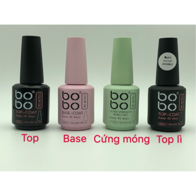 Sơn gel top base cứng móng top lì bobo