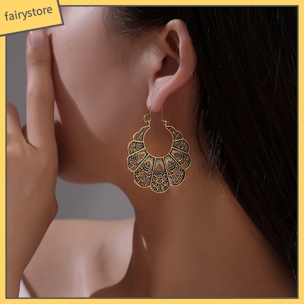 Bông tai hình hoa rỗng phong cách vintage thời trang nữ