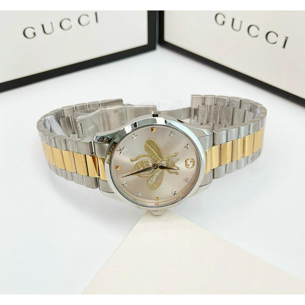 Đồng Hồ Dây Thép Gu.c.c.i Bản Unisex Cho Cả Nam Và Nữ,Size:38mm Full Box Hãng,Phiên Bản Sang Trọng