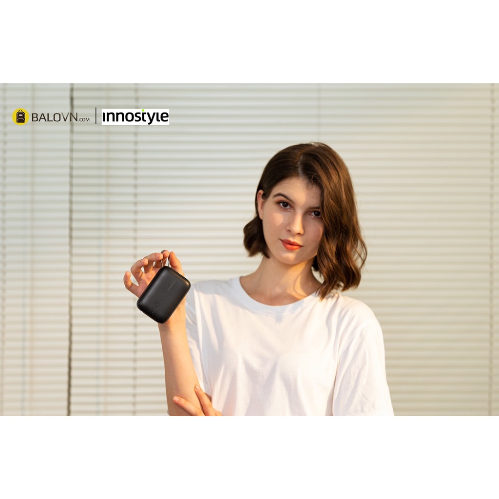 Pin Sạc Dự Phòng Innostyle Powergo Mini 10000 mAh 22.5W Tích Hợp Cáp USB-C IP22PDBLK