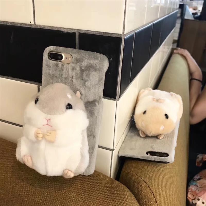 Winter cartoon plush hamster doll suitable for iphone6/6S/6Plus/6SPlus super cute 7/8/7Plus/8Plus/x/xs/xs max Tricholoma matsutake 11/11pro max