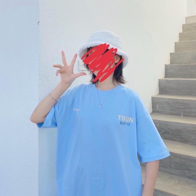 Áo phông, Áo thun unisex from rộng cổ tròn tay lỡ freesize 38-70kg Tsun