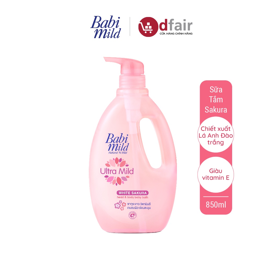 Sữa Tắm Em Bé Babi Mild - White Sakura Chai 850ml - 100961731
