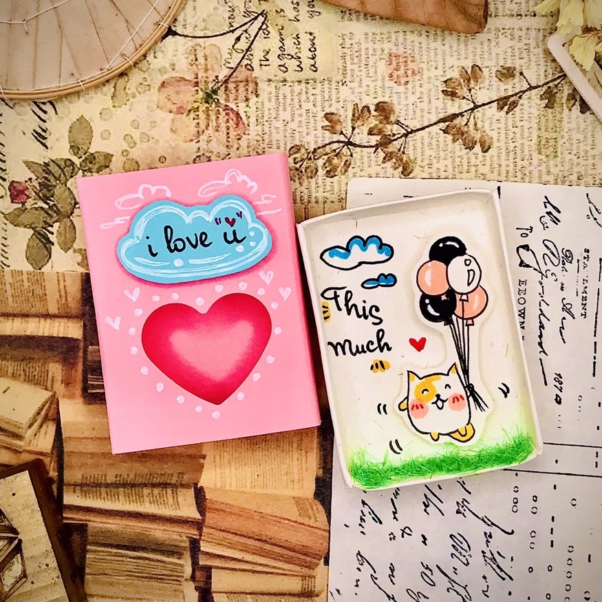 Hộp diêm handmade I Love U, quà tặng tình yêu/tỏ tình cưng hết nấc tặng người yêu, bạn gái