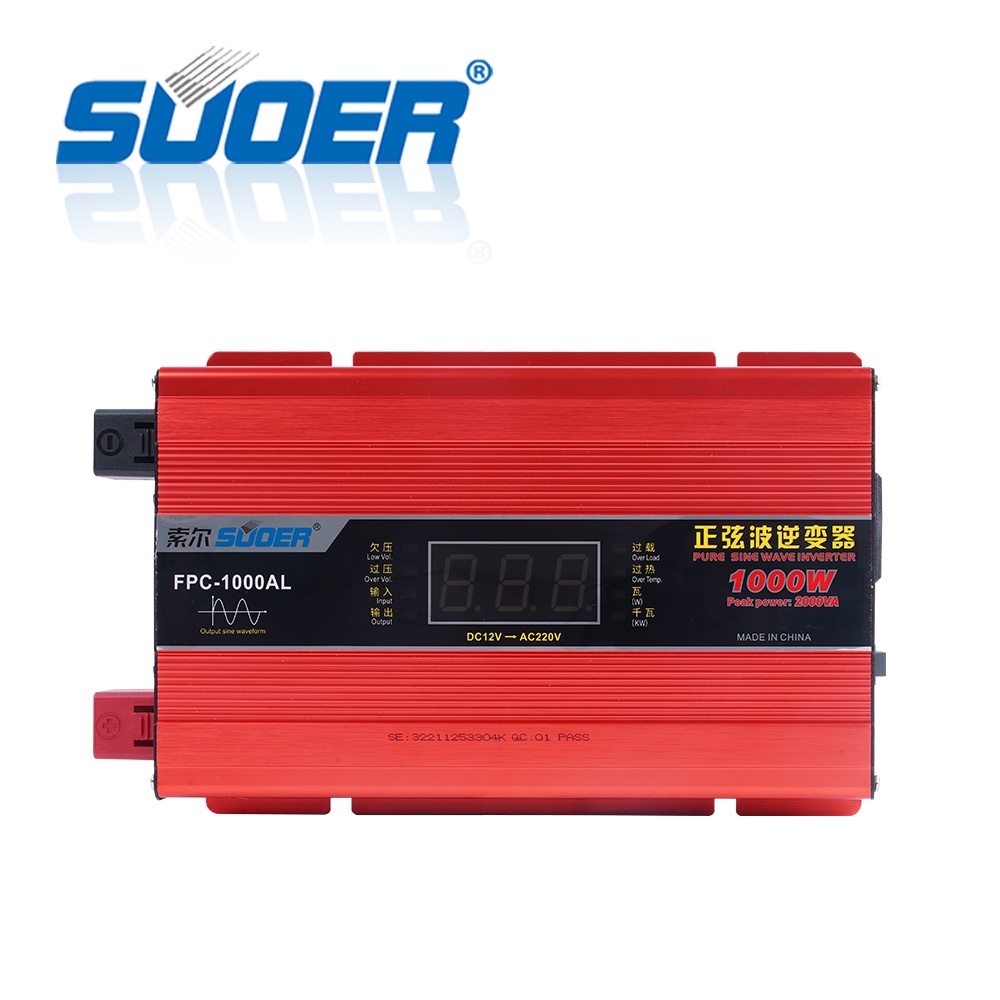 Bộ đổi điện sin chuẩn 1000w 12v sang 220v Souer - FPC-1000AL Đúng Công Suất có Màn Hình