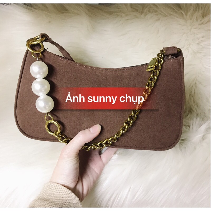 Túi kẹp nách da lộn phối dây xích cực sang S042 | BigBuy360 - bigbuy360.vn