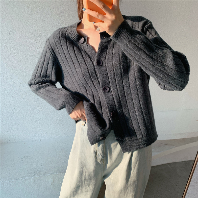 Áo len nữ Cardigan Dệt Kim Tay Dài Màu Trơn Thời Trang Mùa Thu