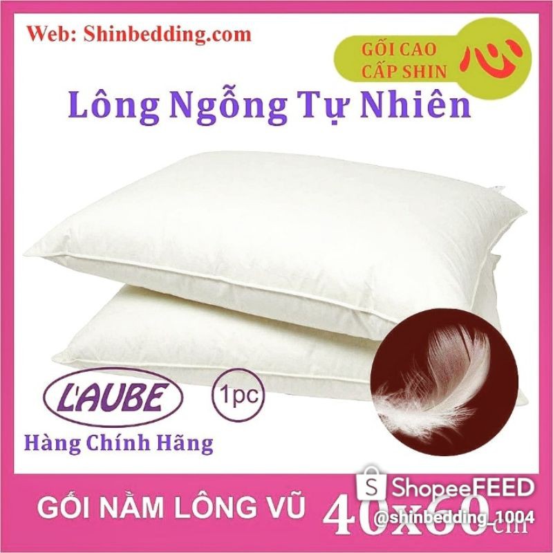 Gối ngủ lông vũ lông ngỗng laube cao cấp 40X60cm