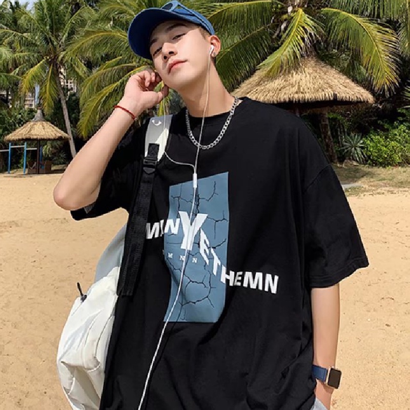 Áo Thun Dáng Rộng In Chữ Phong Cách Hip Hop Đường Phố Nhật Bản Thời Trang Mùa Hè Cho Nam Cỡ Lớn M-8XL