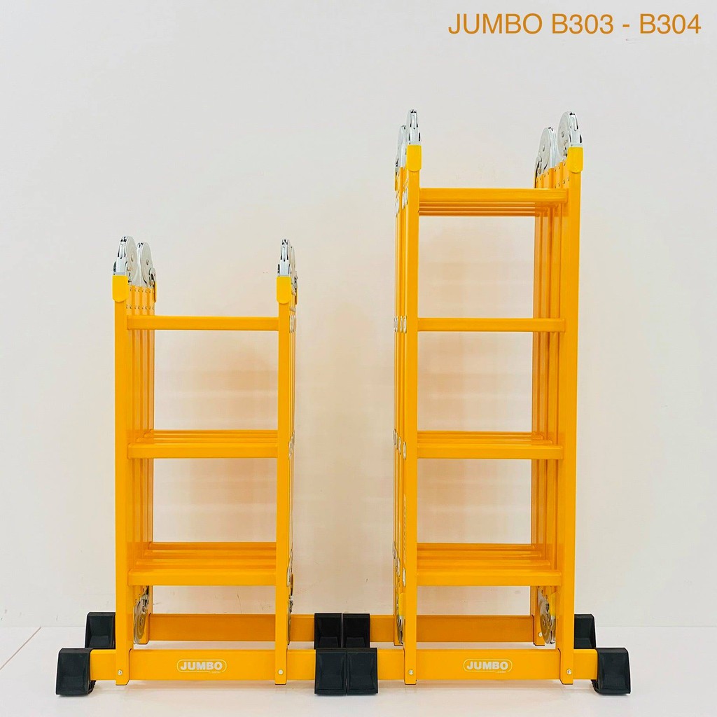 Thang nhôm gấp xếp 4 đoạn đa năng JUMBO B303-1.7m , B304-4.7m. 14 tư thế sử dụng, Nhôm dày cao cấp