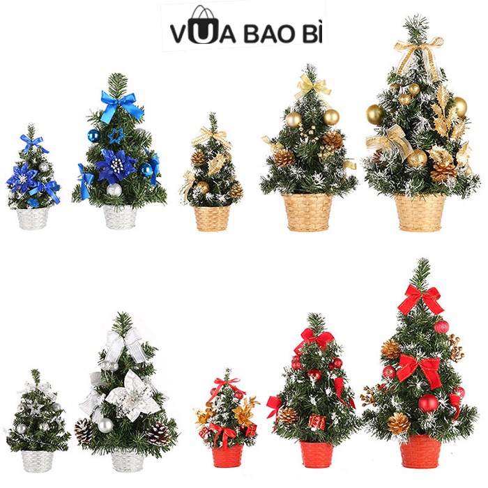 Cây thông Noel giáng sinh để bàn mini trang trí Noel kèm phụ kiện cao 20-40cm