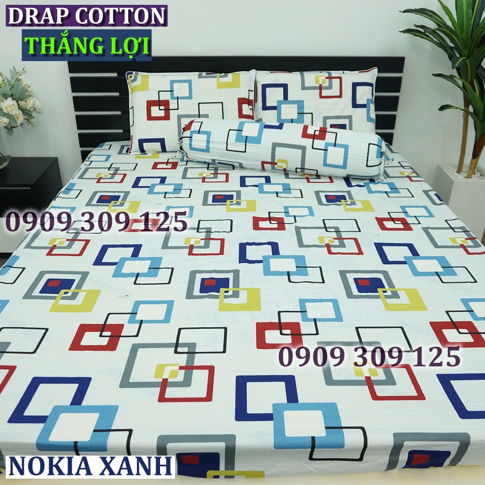 bộ ga Thắng lợi cotton, ga giường 100% chuẩn LOGO mẫu NOKIA XANH