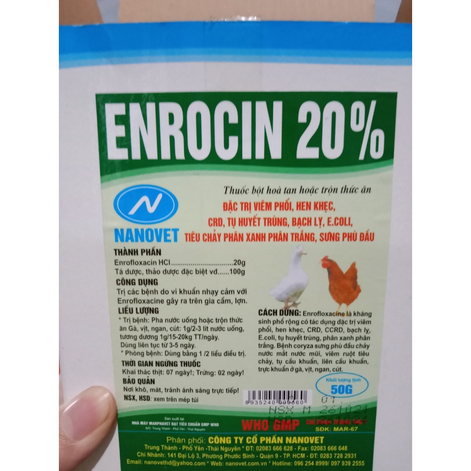 enro 20% thú y phân xanh trắng ho hen tụ huyết trùng thương hàn ecoli lợn gà vịt ngan chó mèo chim gà đá