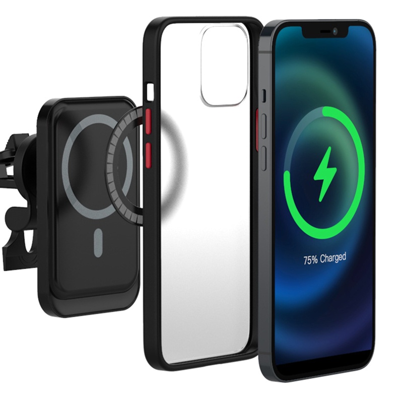 Đế Sạc Điện Thoại Không Dây Siêu Nhẹ Có Nam Châm Hít Gắn Xe Hơi Cho Điện Thoại Iphone 13