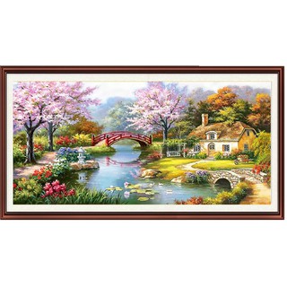 Tranh thêu phong cảnh tuyệt đẹp H1989 153x82cm