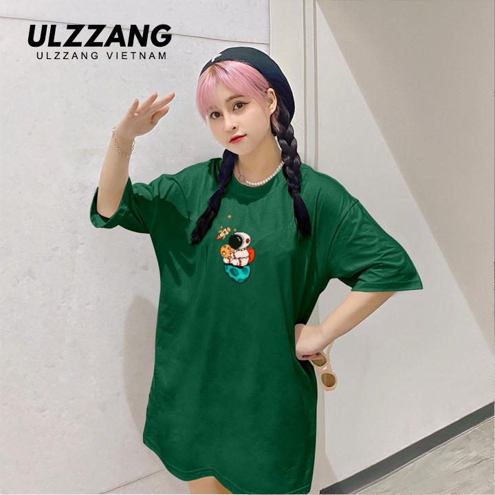 Áo thun unisex local brand ULZZ ULZZANG cotton 100% form dáng rộng tay lỡ in hình phi hành gia cute