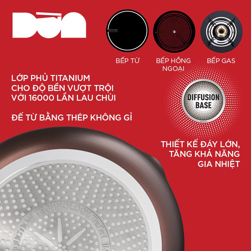 Chảo đáy từ chống dính lòng sâu 24cm - Tefal Day by Day - Thương hiệu Pháp