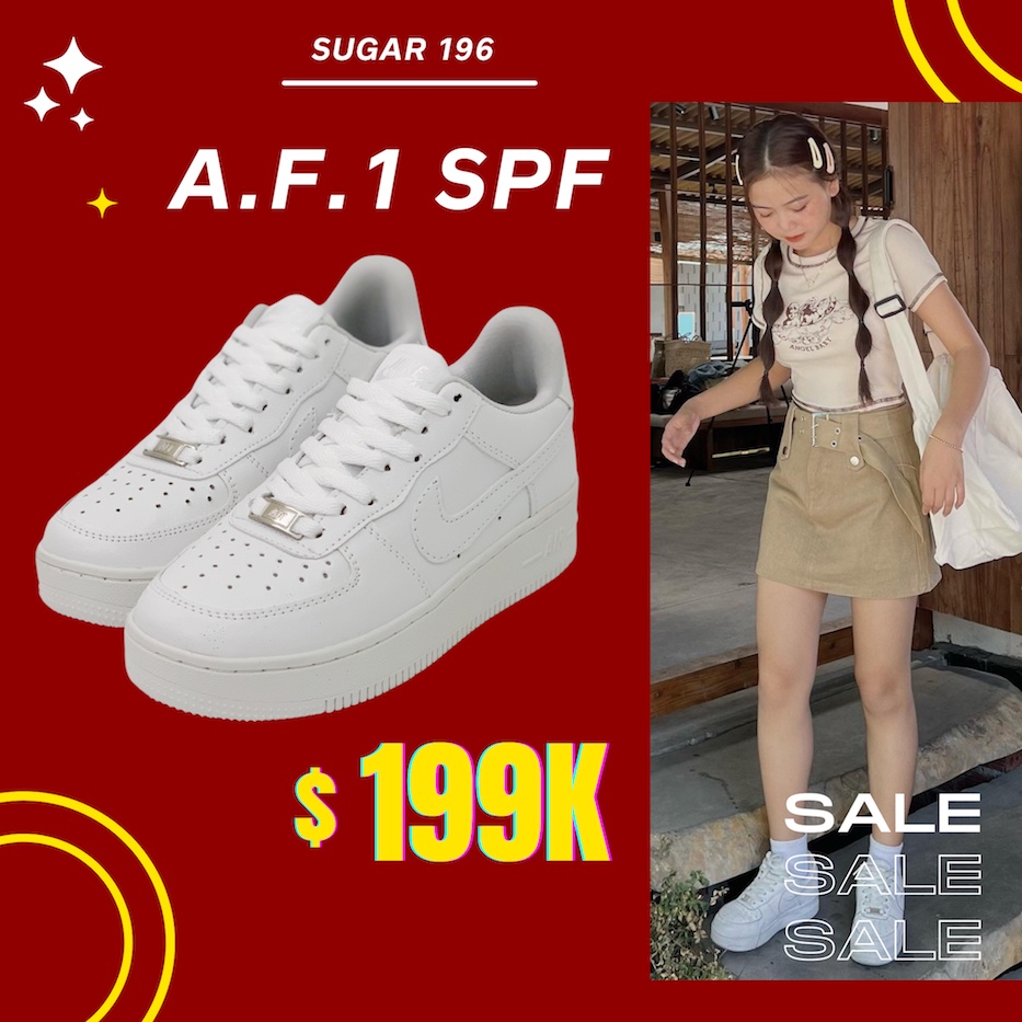 Giày sneaker nữ nam trắng bản spf giày thể thao màu trắng phù hợp cho cả nam và nữ đi SUGAR 196