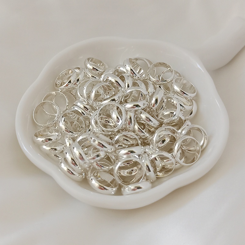 Nhẫn Xỏ Hạt Màu Sắc Mạ Bạc Dùng Làm Trang Sức Thủ Công DIY