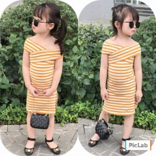 Đầm body sọc mặc 2 kiểu