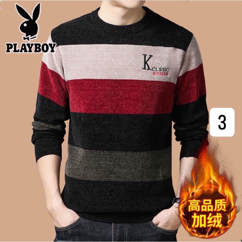 Áo len nam lót lông hãng playboy sợi len tuyết mềm mịn