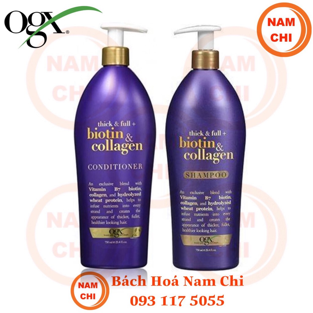 Dầu Gội Dầu Xả OGX Biotin & Collagen Shampoo Conditioner 750ml Nhập Khẩu Mỹ - TTS2