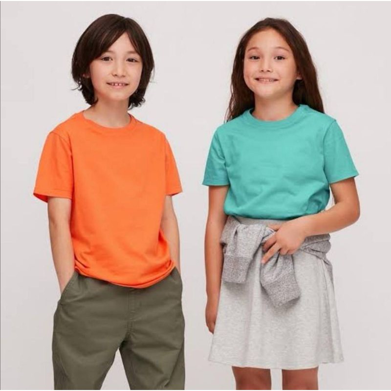 (UNIQLO Nhật chính hãng) Áo Thun/áo phông Cotton Trẻ Em Nhiều Màu Cổ Tròn Ngắn Tay Kid Cotton Colour Crew Neck T-shirt
