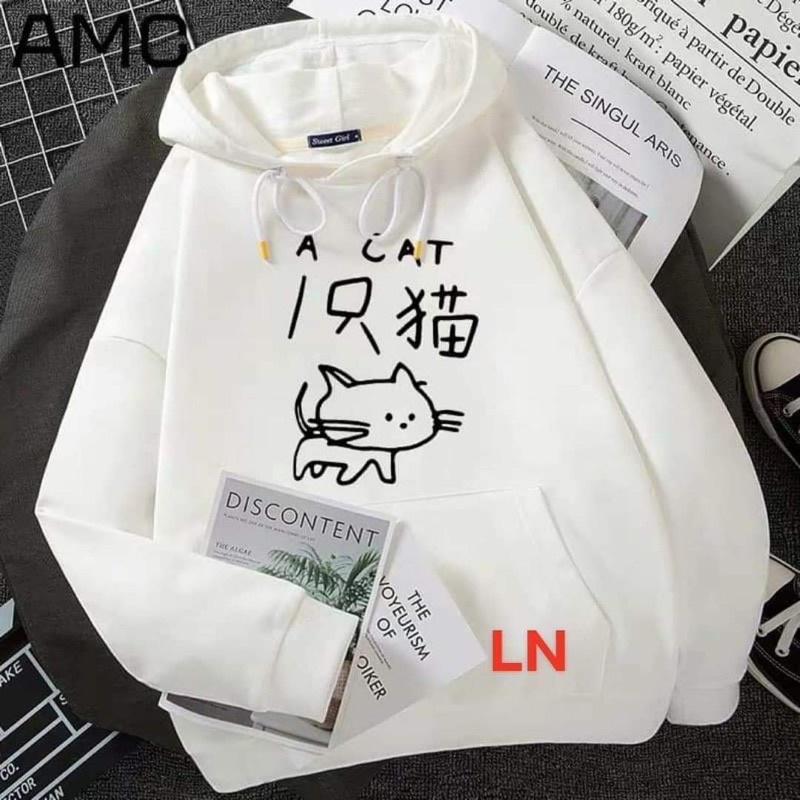 Áo hoodie mèo mo, Áo nỉ Unisex from rộng, Chất nỉ ấm mặc không xù, thiết kế phong cách - MODY