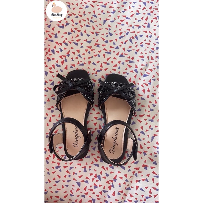 Form Nhỏ Dép Sandal Dép Quai Hậu Nơ Cánh Tiên Kim Sa Quai Ngọc Êm Chân Cho Bé Gái 2-7 Tuổi K070