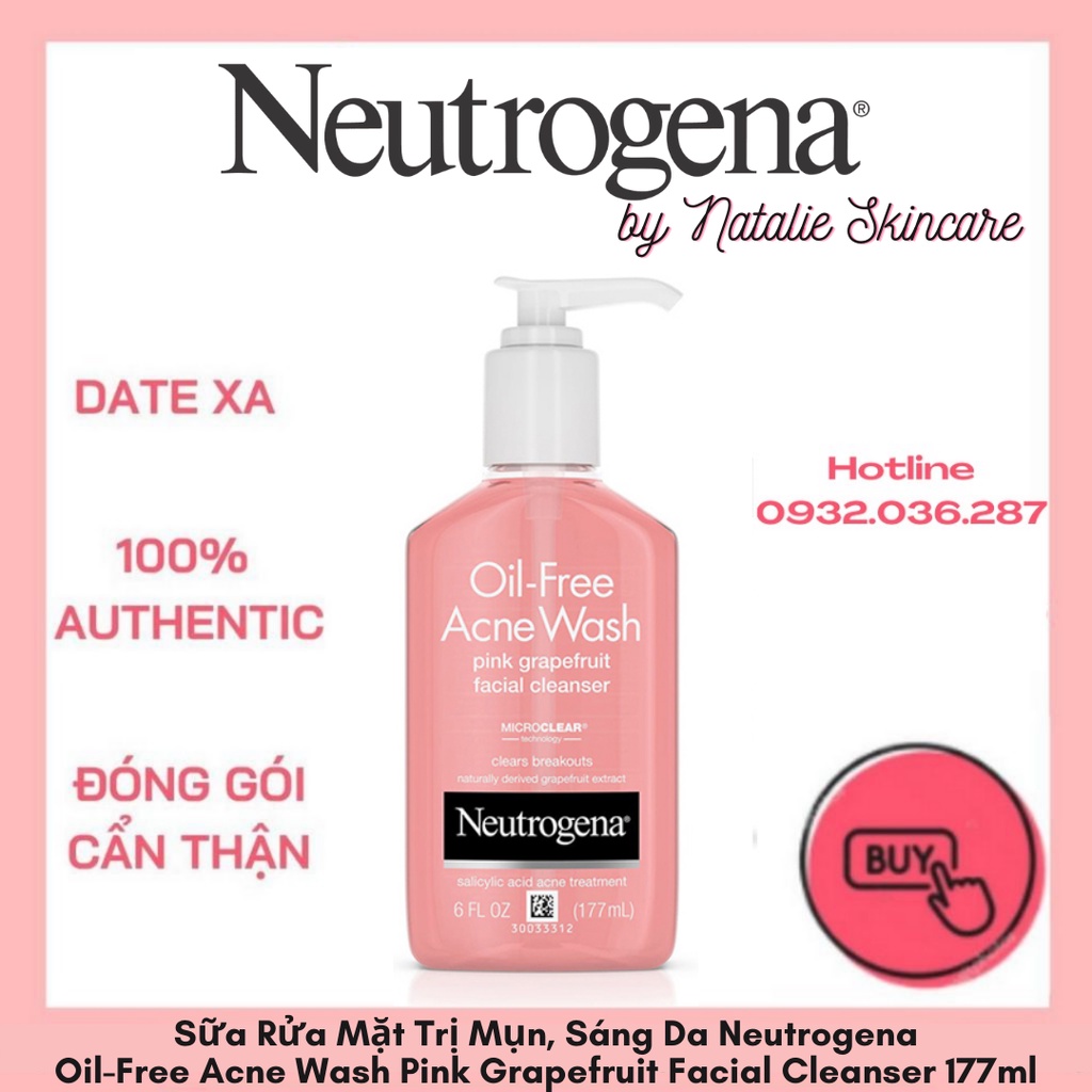 Sữa Rửa Mặt Giúp Sáng Da Giảm Mụn Neutrogena Oil-Free Acne Wash Pink Grapefruit Facial Cleanser 177ml