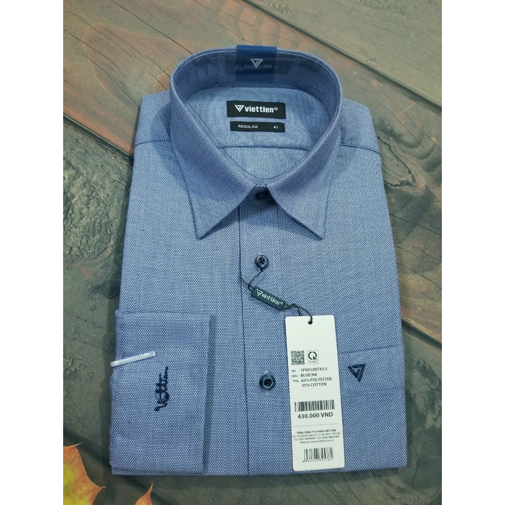 Aó sơ mi nam Việt Tiến dài tay mã 1P0032NT4 chính hãng ,cao cấp - form suông REGULAR - tà bầu ,họa tiết .SHOP HỨA
