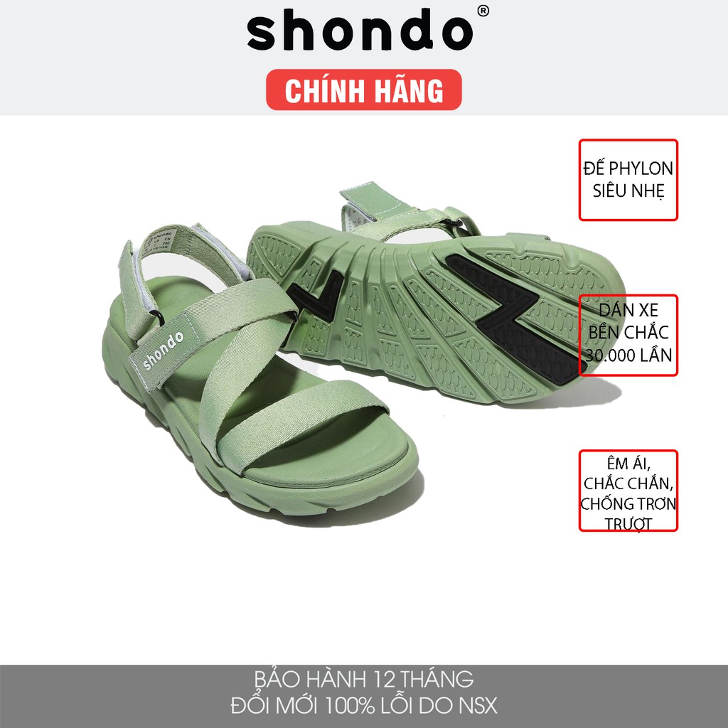 Giày sandal Shondo nữ đi học F6 đế bằng xanh bơ F6S007