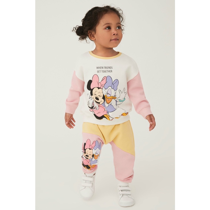 Bộ dài tay thu đông bé gái - Set bộ nỉ phối thu đông Minnie cho bé gái size 1-6t