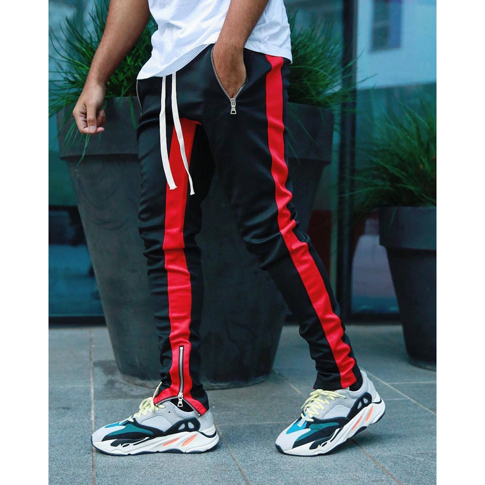 Quần Dài Thể Thao Vải Mỏng Dáng Ôm Phối Khóa Kéo Thời Trang Mùa Hè Cho Nam