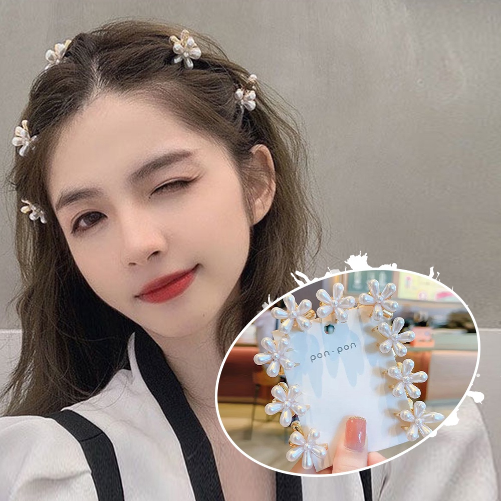 Kẹp Tóc Hình Cánh Hoa Đính Ngọc Trai Thời Trang Hàn Quốc