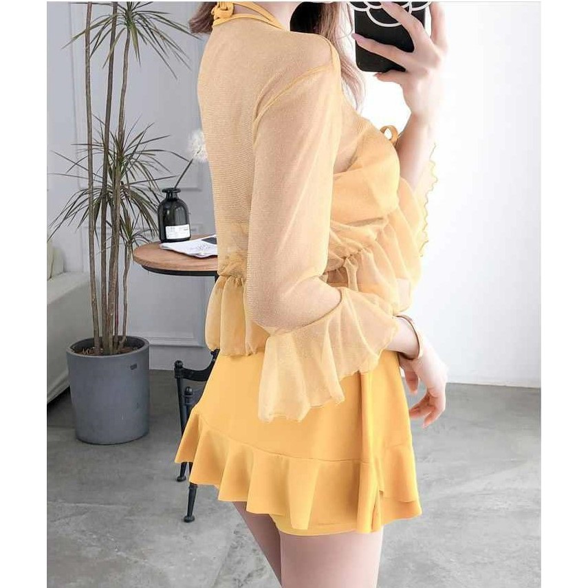 (CÓ SẴN) Set bikini đi biển, Bộ bơi nữ ba chi tiết (áo, quần, áo ren) | BigBuy360 - bigbuy360.vn