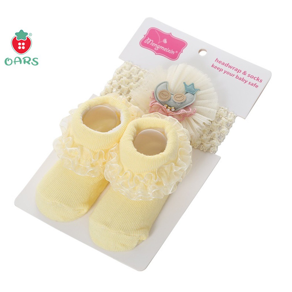 Set tất cho bé sơ sinh kèm băng đô siêu xinh làm quà tặng cho bé yêu MÀU hồng, vàng từ 0-6-12 tháng