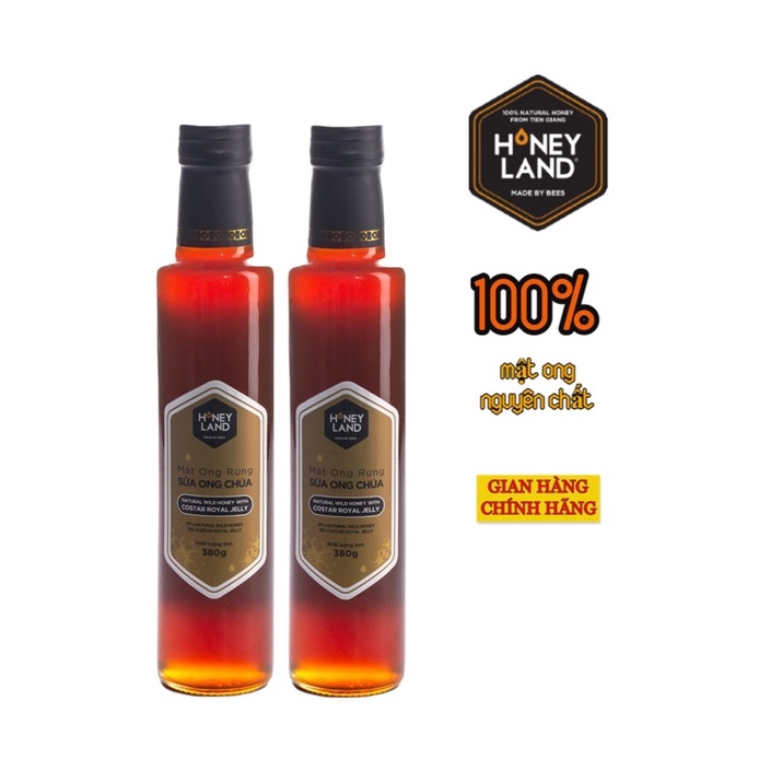 Combo 2 chai mật ong rừng Sữa Ong Chúa HONEYLAND tổng 760g mật ong thiên nhiên nguyên chất