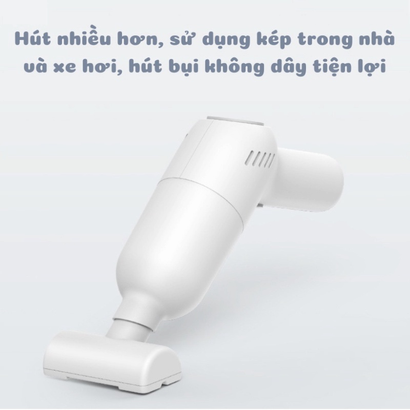 Máy hút bụi cầm tay mini, máy hút bụi giường, ô tô không dây Flyco PN4 lực hút 9000PA hút liên tục 30P