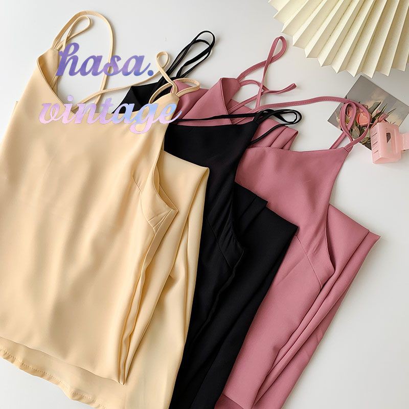 [Order]🌿 Đầm 2 dây basic cổ V dây đan sau lưng ulzzang hot nhiều màu🔥