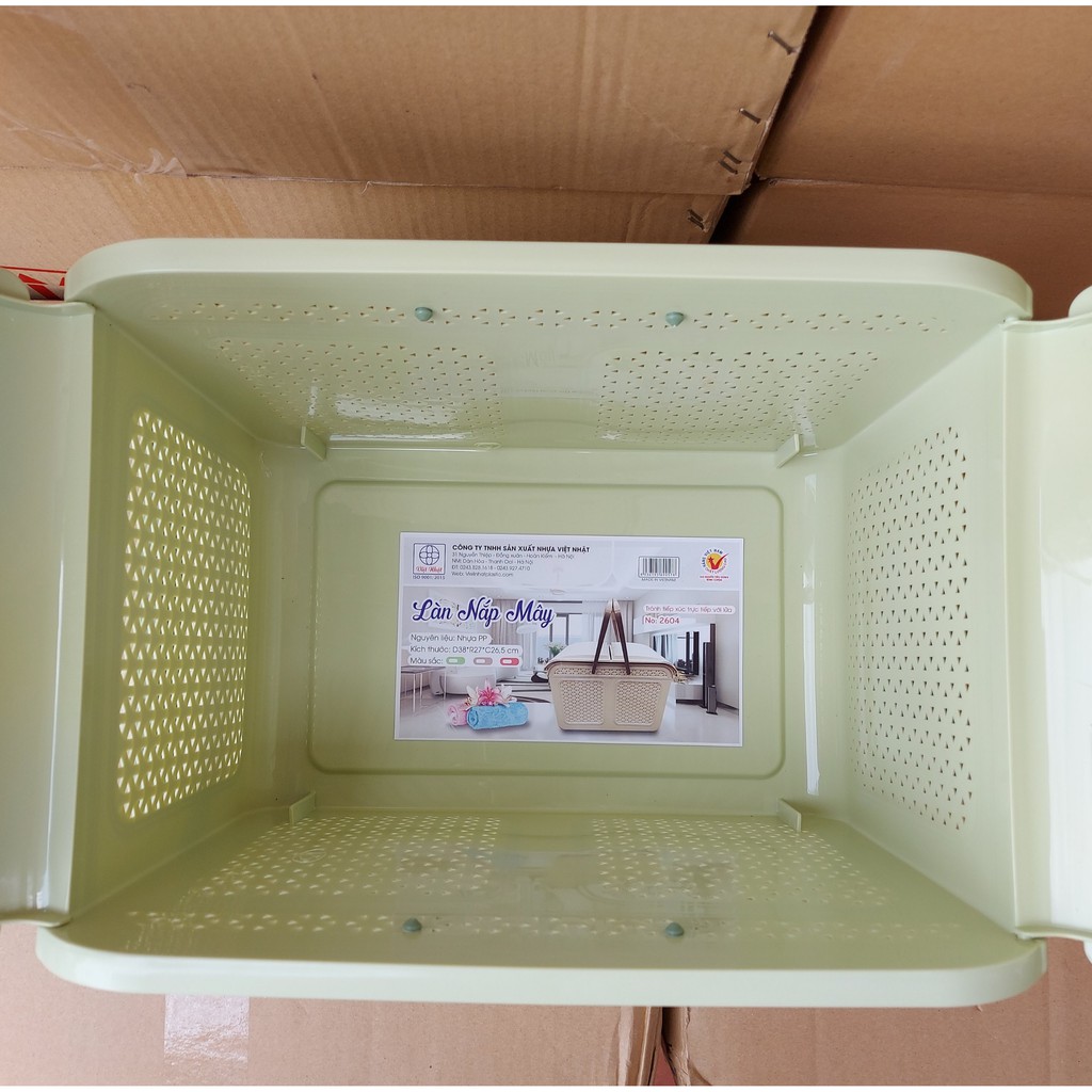 Giỏ xách nhựa có nắp thương hiệu Việt Nhật nhựa nguyên sinh an toàn sức khỏe, thiết kế đơn giản màu sắc sang trọng