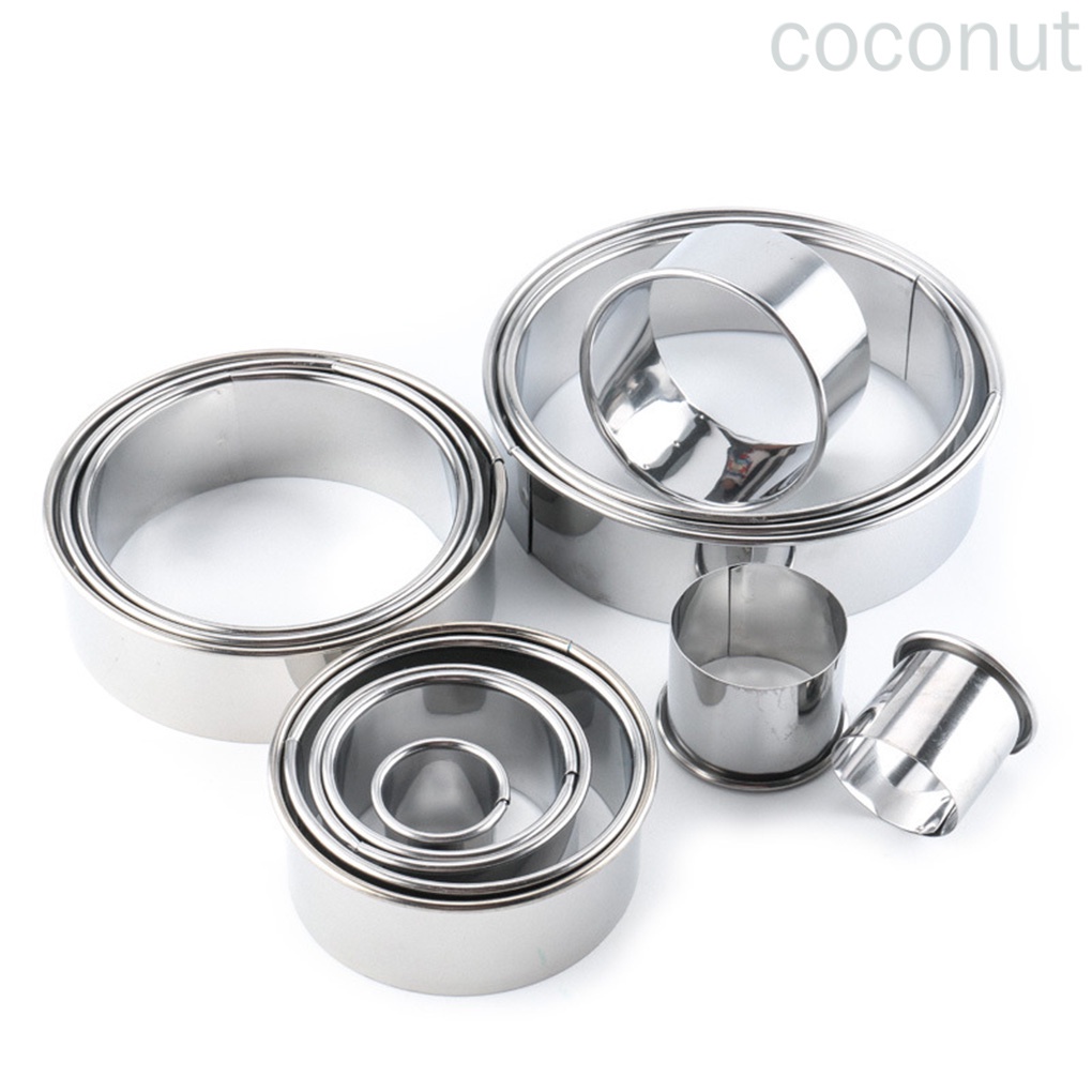 Set 14 Khuôn Làm Bánh Mousse Hình Tròn Bằng Thép Không Gỉ 430