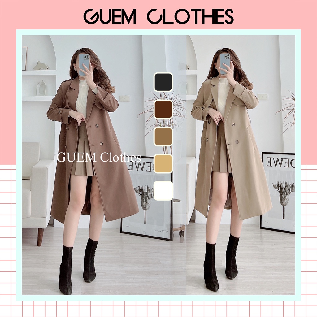 Áo măng tô dáng dài 4 cúc nhựa 9912 hàng Quảng Châu L1 - GUEM Clothes