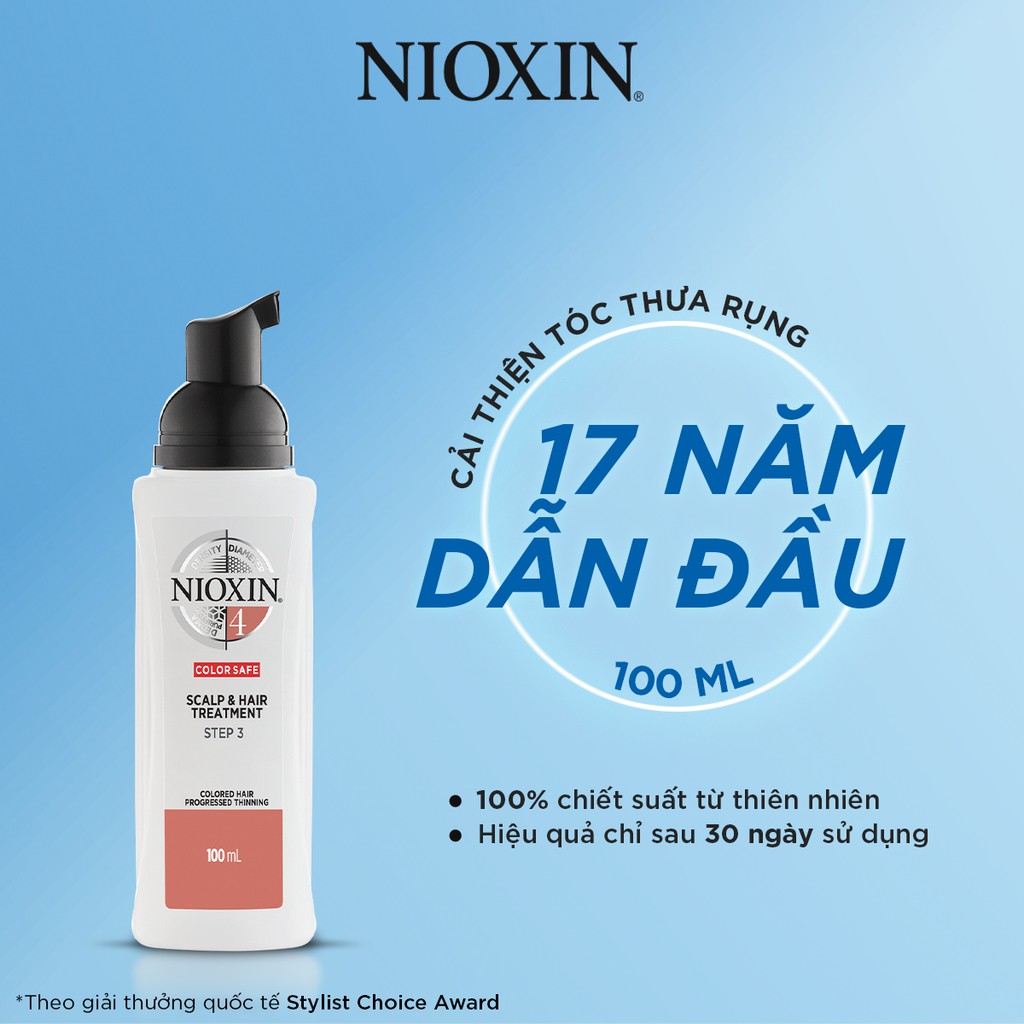 Tinh Chất Nioxin 4 Dành Cho Tóc Nhuộm, Thưa Mỏng Và Rụng Nhiều Trong Thời Gian Dài Scalp & Hair Treatment 100ml