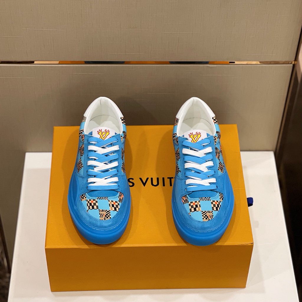 Giày sneakers nam da thật Louis Vuitton LV thiết kế thể thao, màu sắc tươi sáng, độc đáo mang đến sự nổi bật