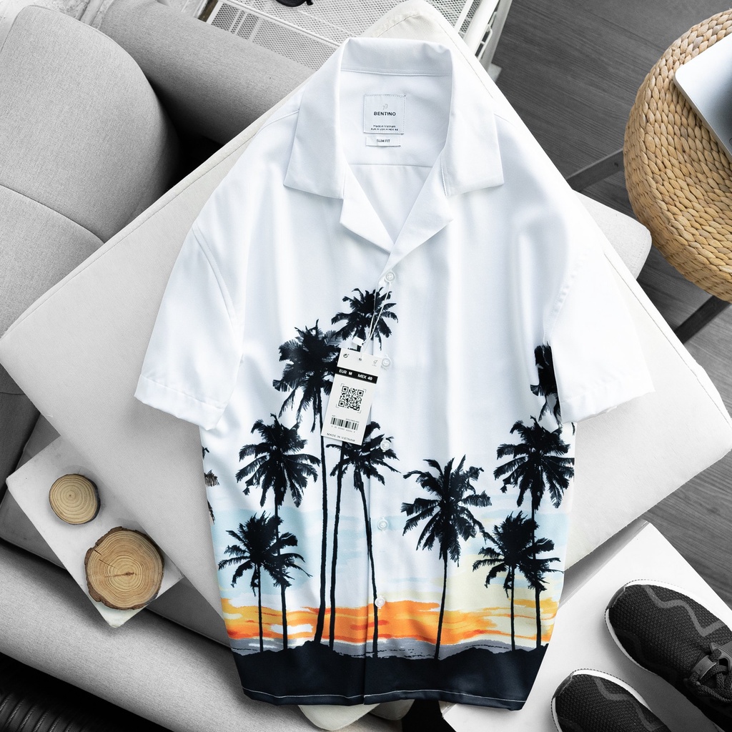 Áo sơ mi nam tay ngắn họa tiết cực chill, chất vải thun chéo mặc siêu êm 10020